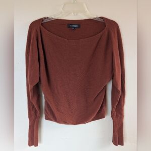 INTERMIX Dolman/Scoop Neck/Crew Neck Cashmere Sweater, Burnt Orange/Rust (XS/P)